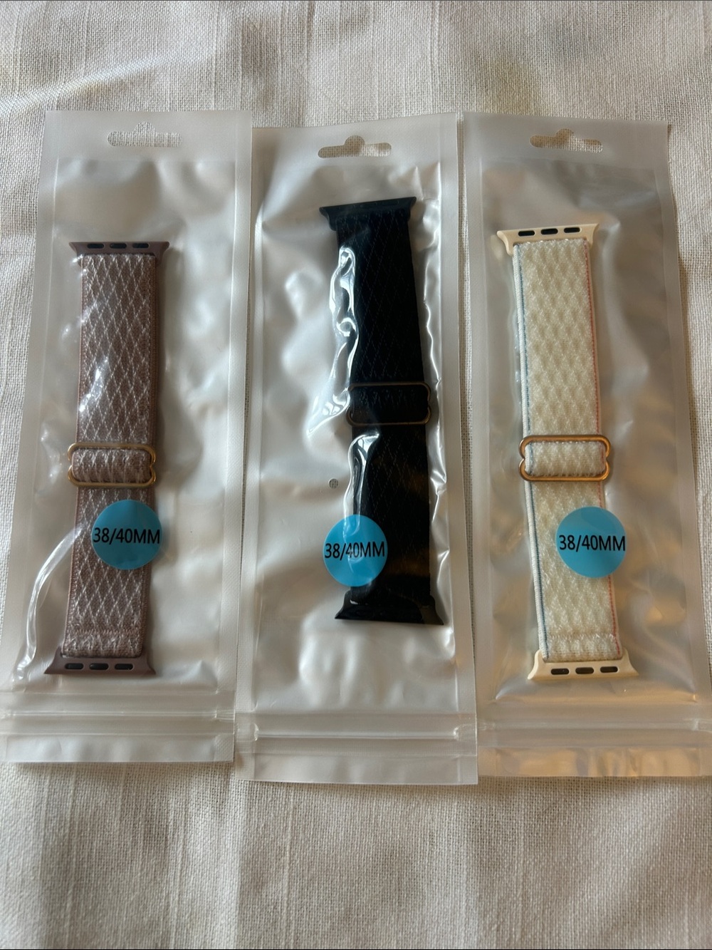Apple Woven Watch Bands Bundle in Black, Beige, Ivory